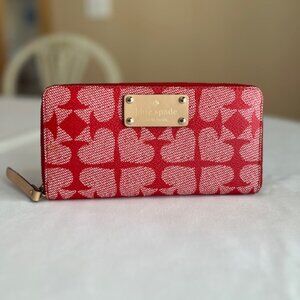 KATE SPADE | Ace Of Spades Red And White Zip Around Wallet
